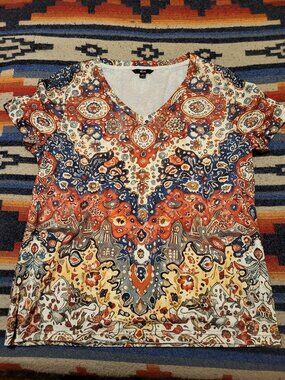 Womes's short sleave shirt size xl colors blue,rust,light beige brand ShallWe